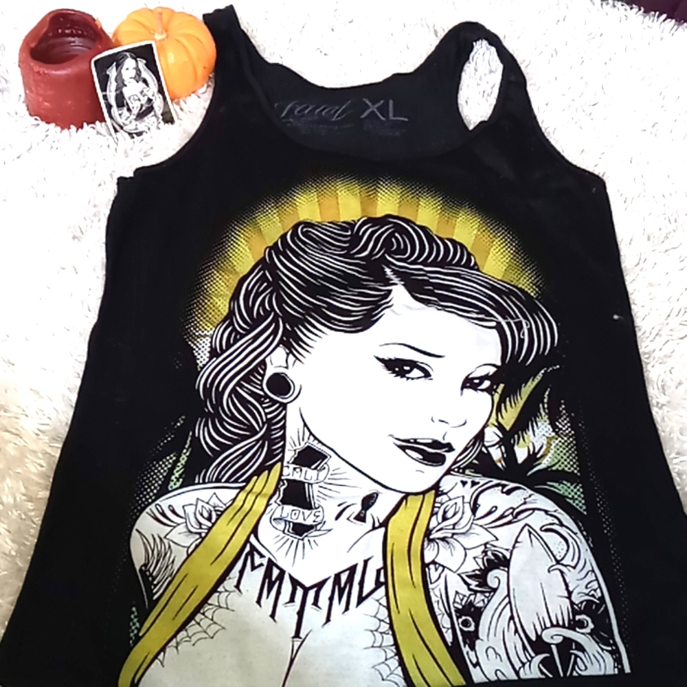 Fatal tank top black with pinup tattooed woman XL